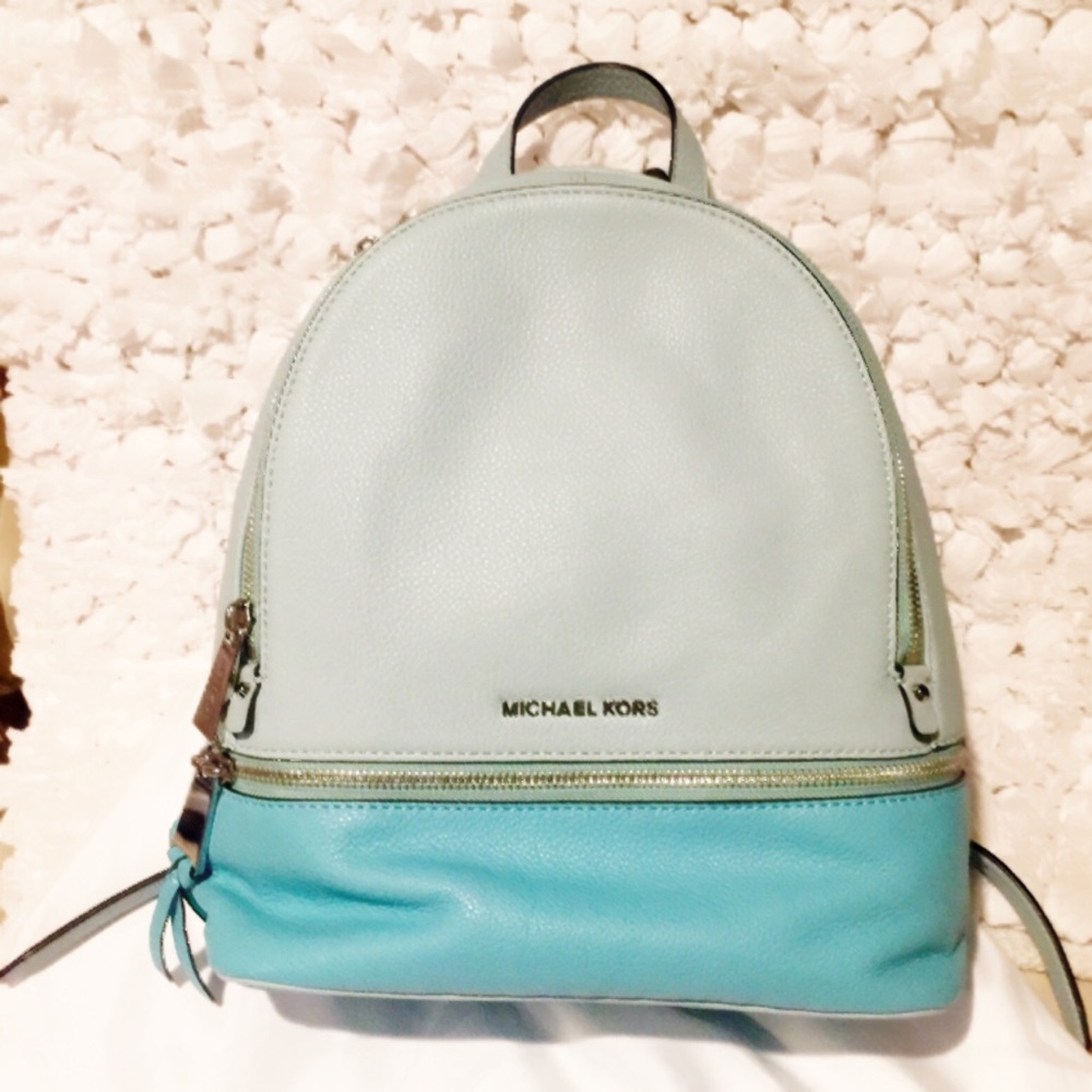 Michael Kors Mint and Teal Leather Backpack - Picture 3 of 3